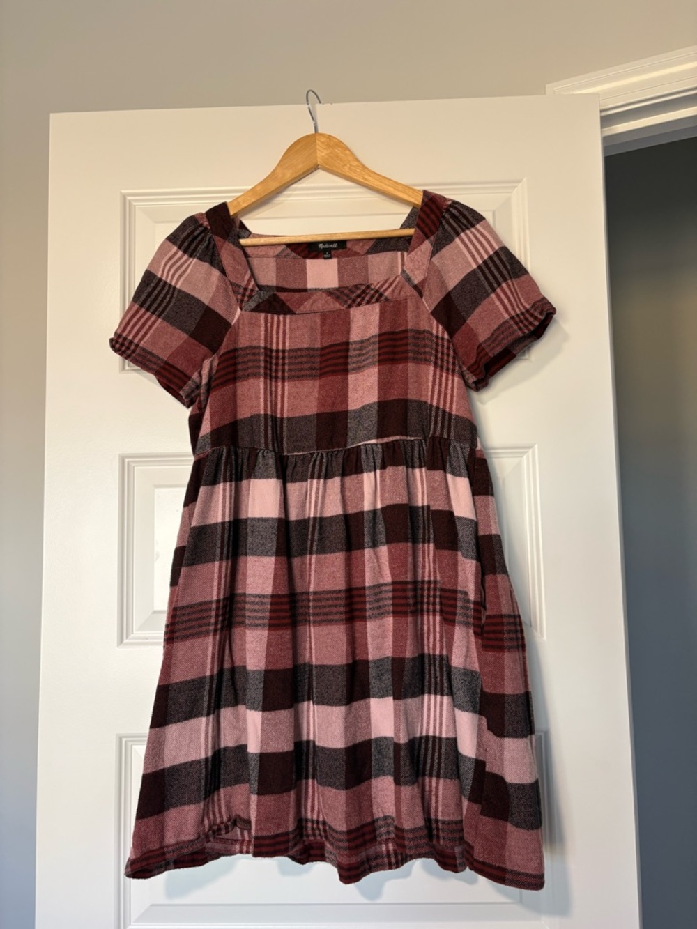 Madewell Plaid Size Small Checkered Dress Holiday Milkmaid Prairie Girly Dress
